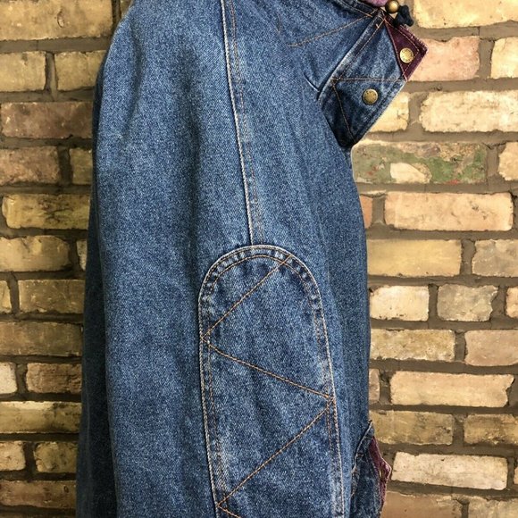 Vtg 80's 90's Oversized Denim Jacket Reversible Coat Heavy CURRENT SEEN Women's - Picture 3 of 8
